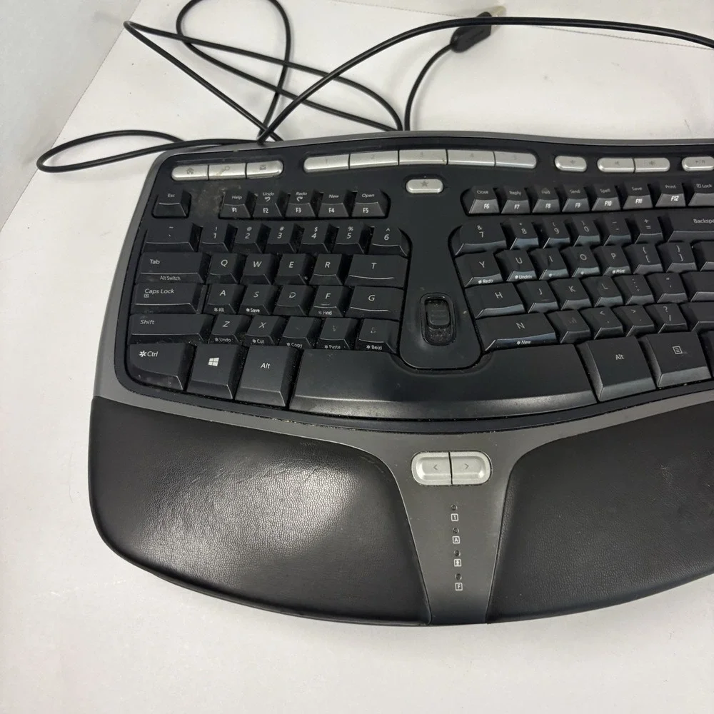 Microsoft Natural Ergonomic Keyboard 4000 V1.0 USB KU-0462 +Riser Tested Working